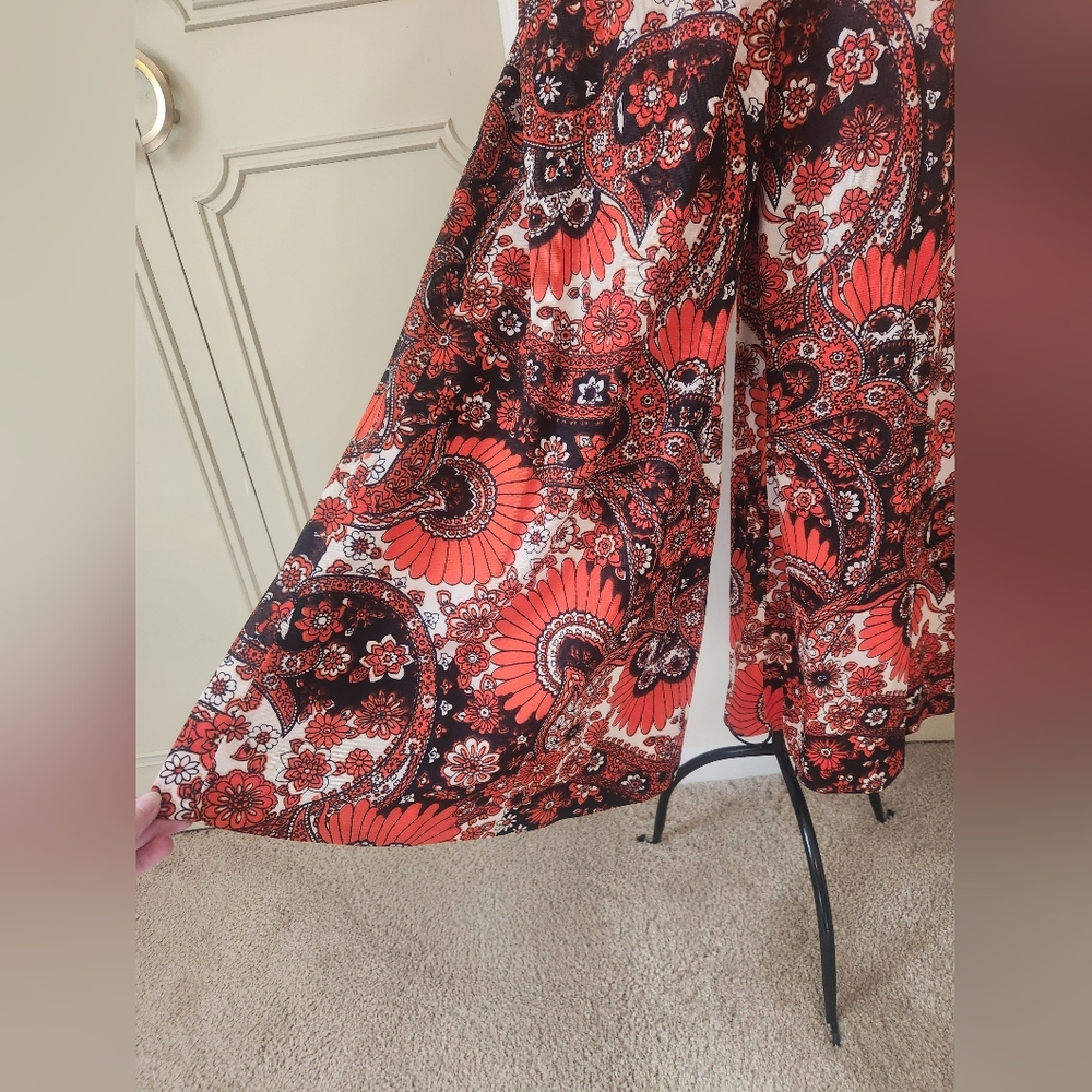 Vintage Orange And Black Paisley Jumpsuit - Picture 2 of 7
